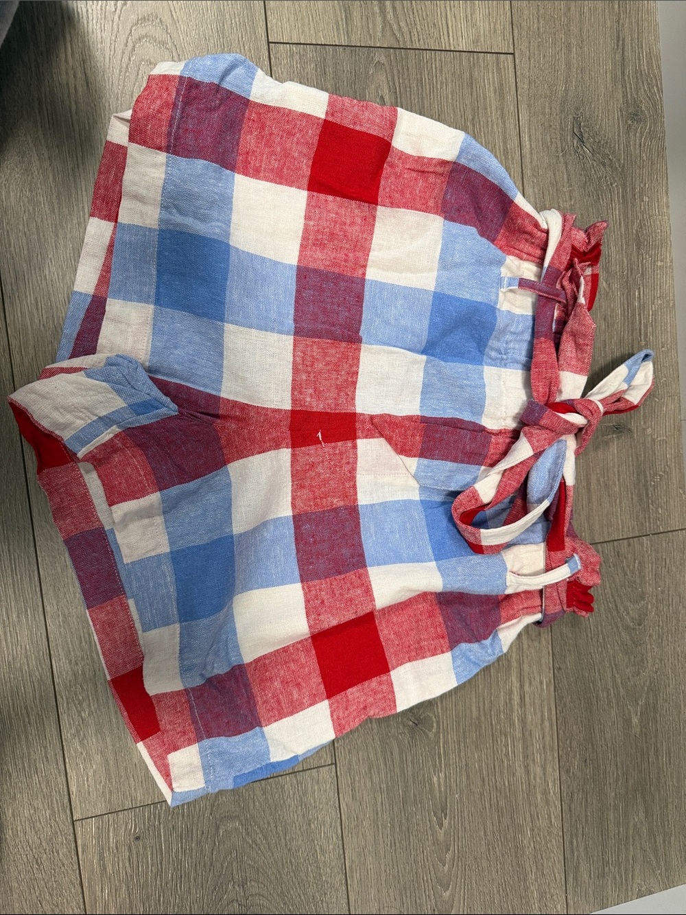a new day Red White and Blue Plaid Tie-Waist Women’s Shorts